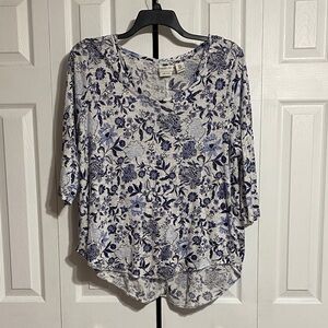 Rachel Zoe linen floral lightweight knit tee shirt top blouse size 1X